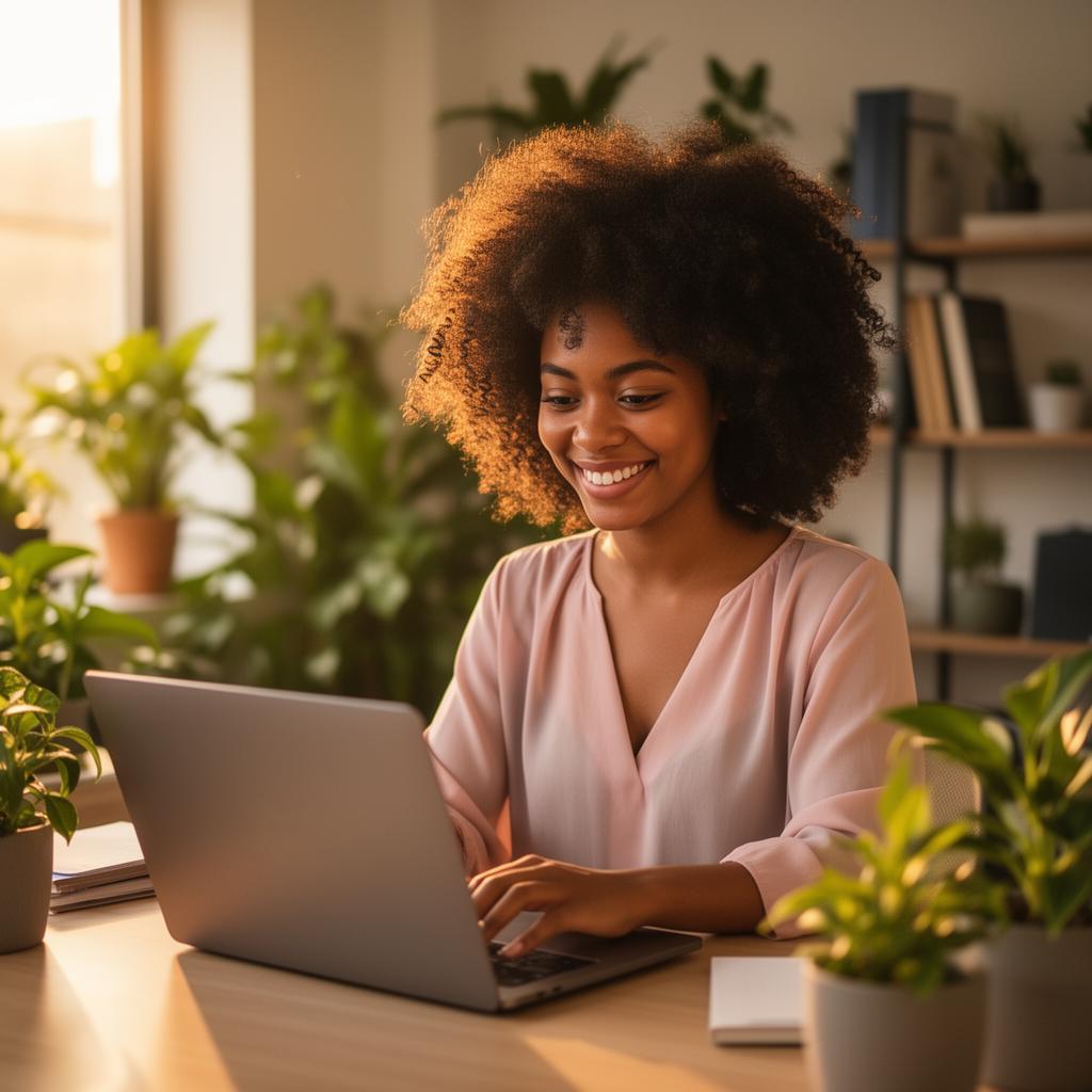 A creator earning on Suya from her laptop